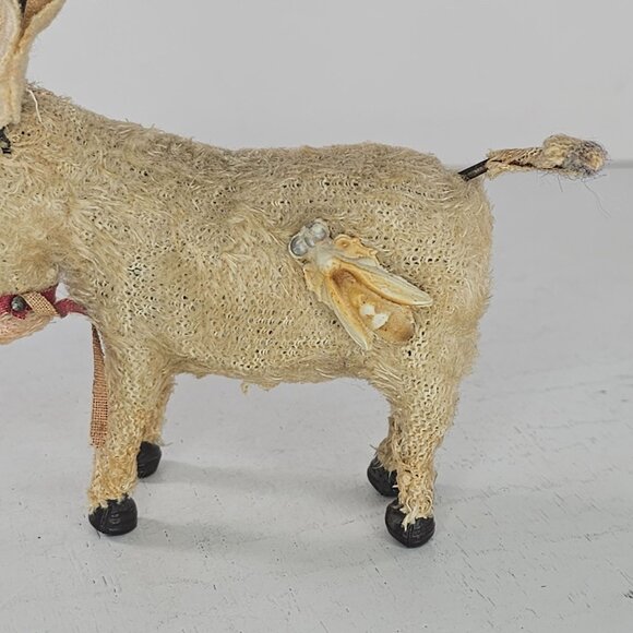 Antique Japan Working Mohair Windup Toy Donkey With Bug On Hip Missing Key AS IS - Picture 8 of 9